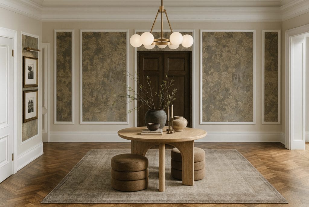 Eclectic foyer by Decorilla's contemporary designer, Stacy D.