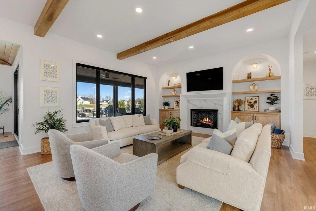 Furniture layouts for open floor plans by Decorilla designer, Danielle G.