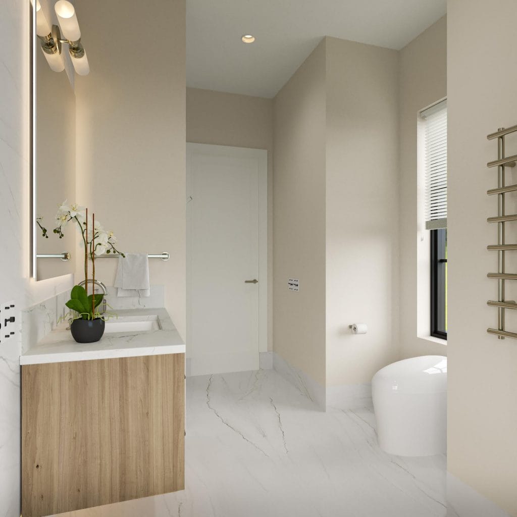 Guest bathroom design layout by Decorilla