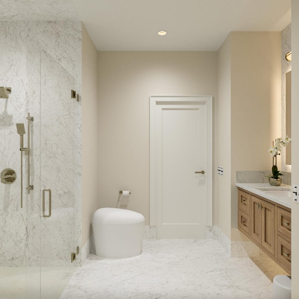 Guest suite bathroom design by Decorilla