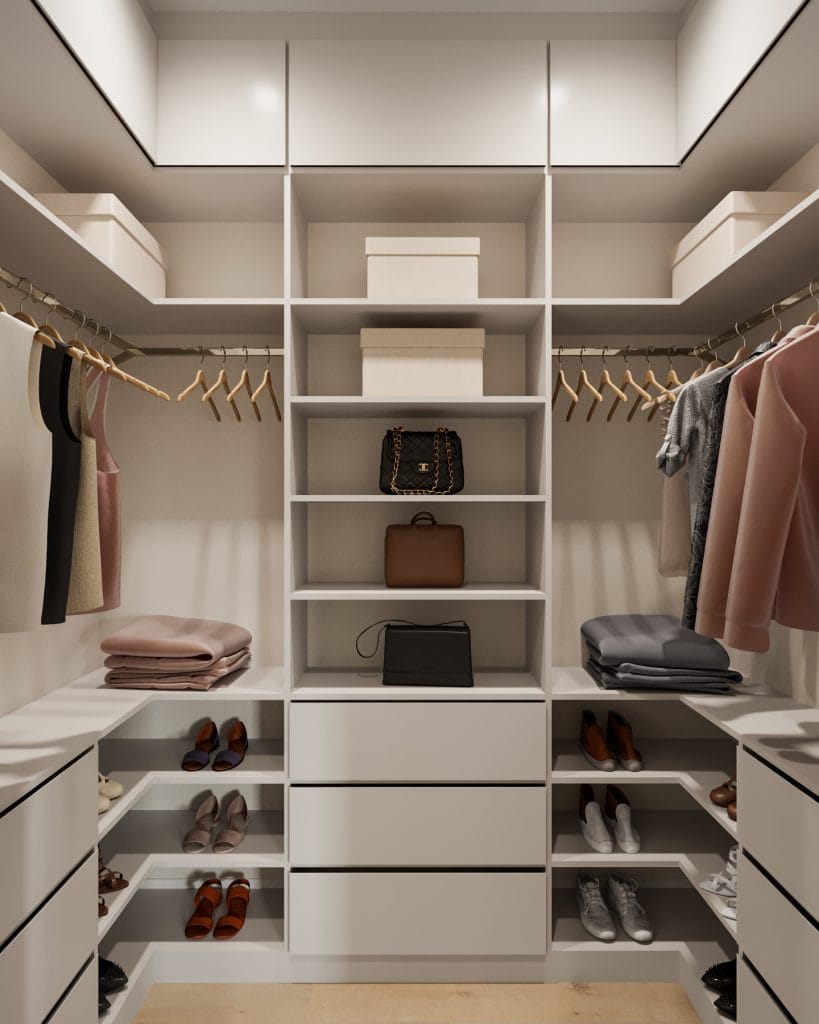 Guest walk-in closet design by Decorilla
