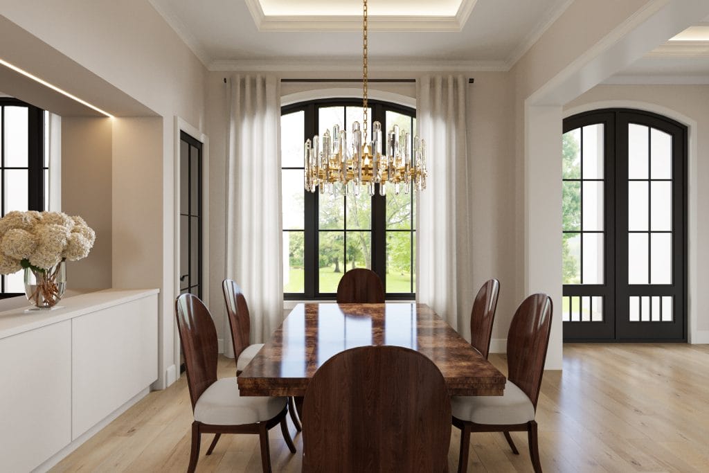 Interior design ideas for open floor plan dining room by Decorilla