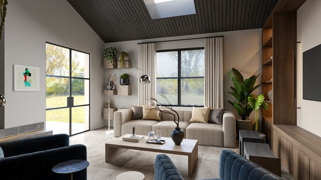 Minimalist contemporary living room design by Decorilla