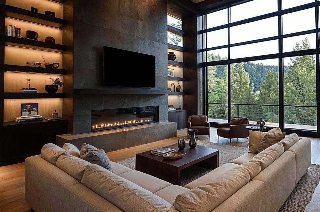 Moody minimalist living room by Decorilla