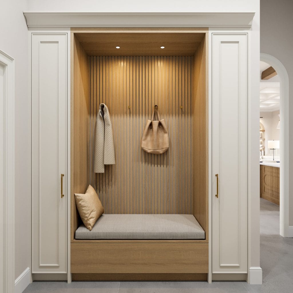 Mudroom layout, utility rooms design by Decorilla