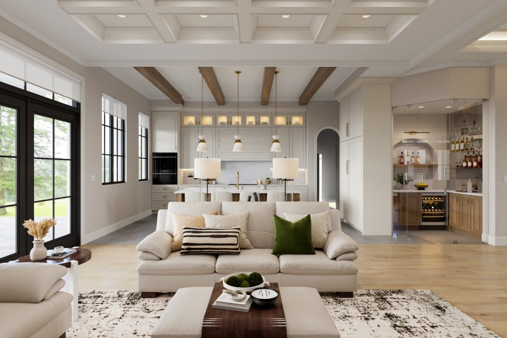 Open floor plan interior design by Decorilla