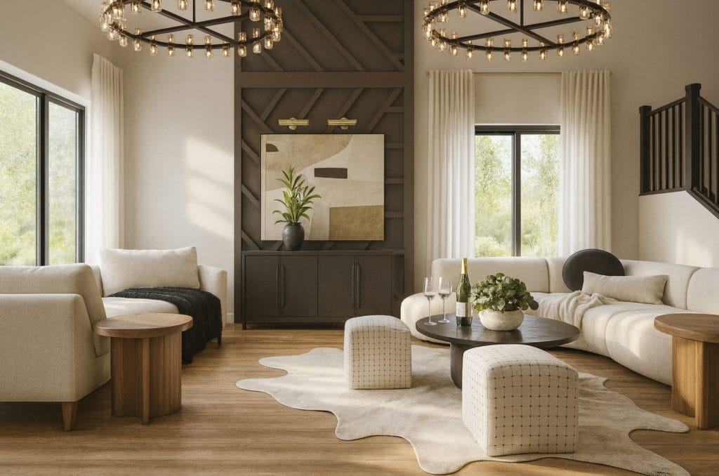 Organic contemporary living room by Decorilla designer, Stacy D.