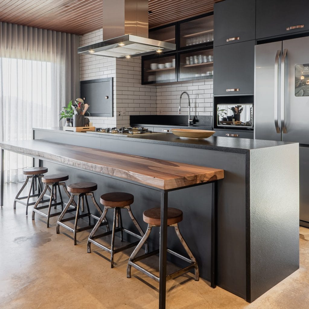 Organic kitchen island ideas in a modern industrial layout by Decorilla