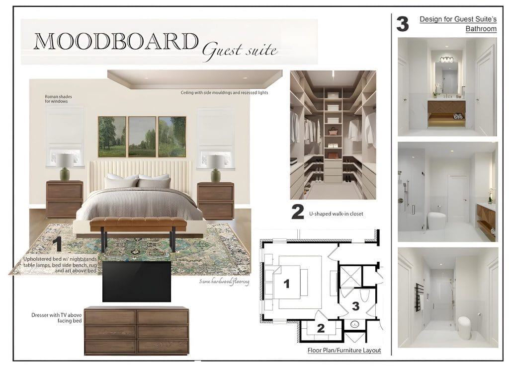 Preliminary proposal for a guest suite by Decorilla designer, Marine H.