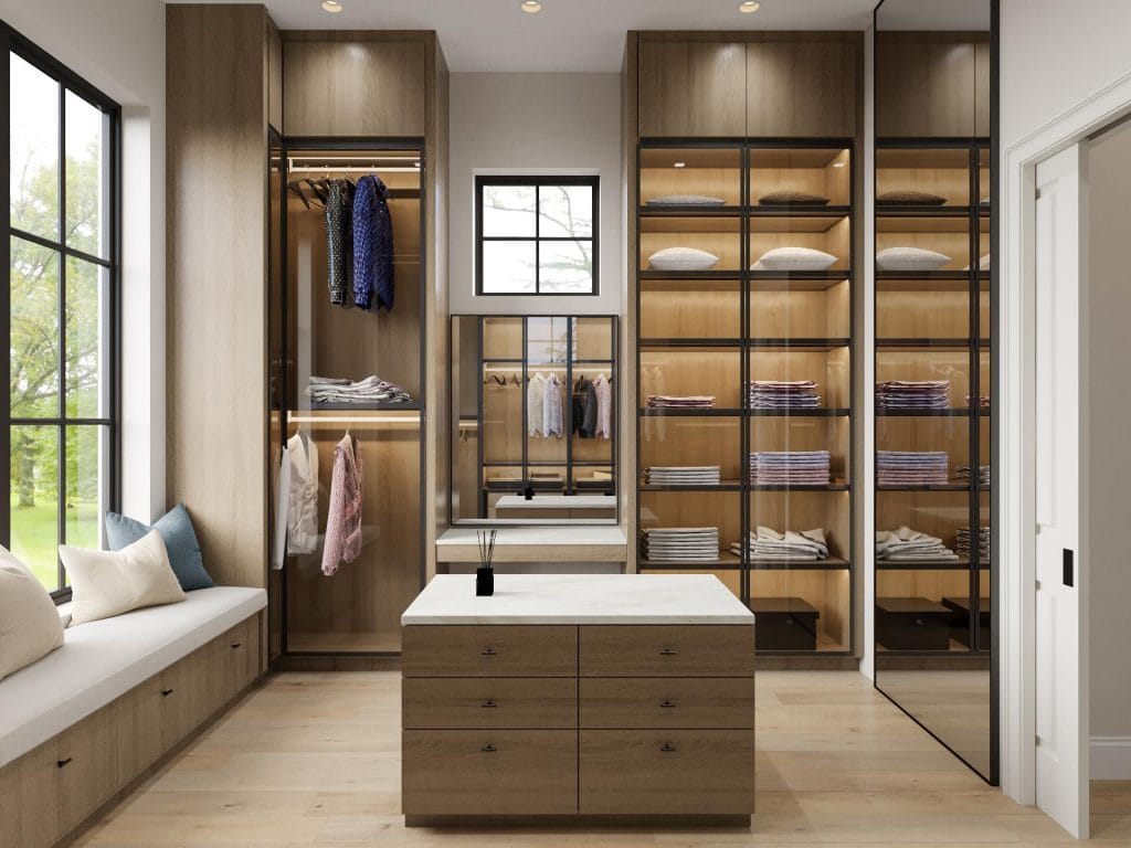 Primary closet layout by Decorilla