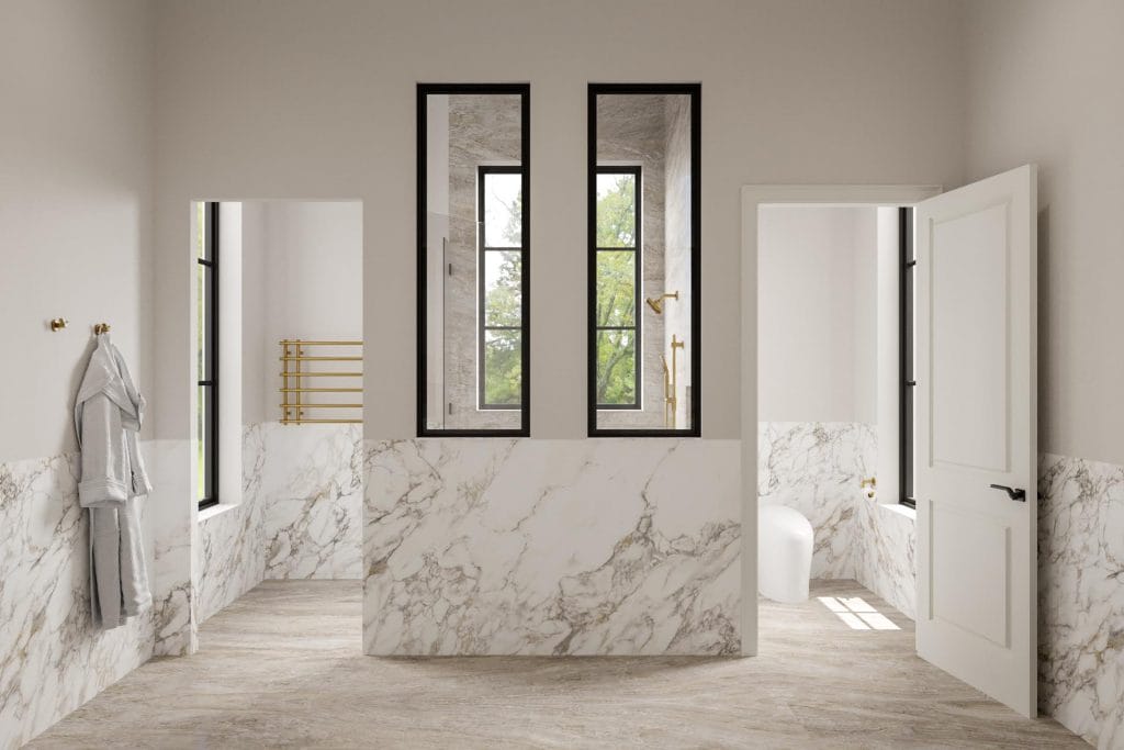 Primary suite's bathroom design by Decorilla