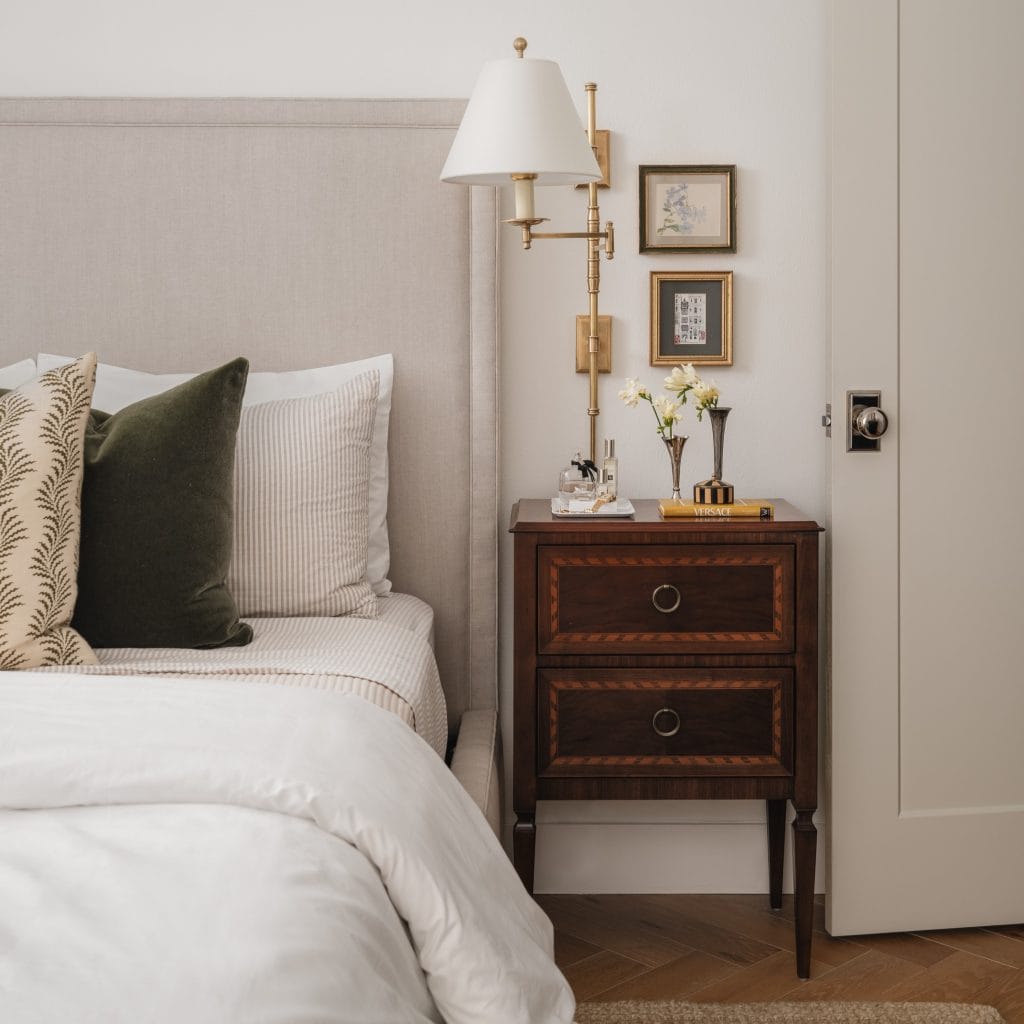 Transitional primary suite design details by Decorilla designer, Christina M.