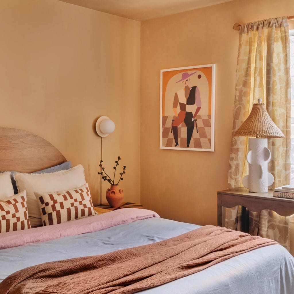 Earthy eclectic bedroom by Decorilla designer Maja E. 