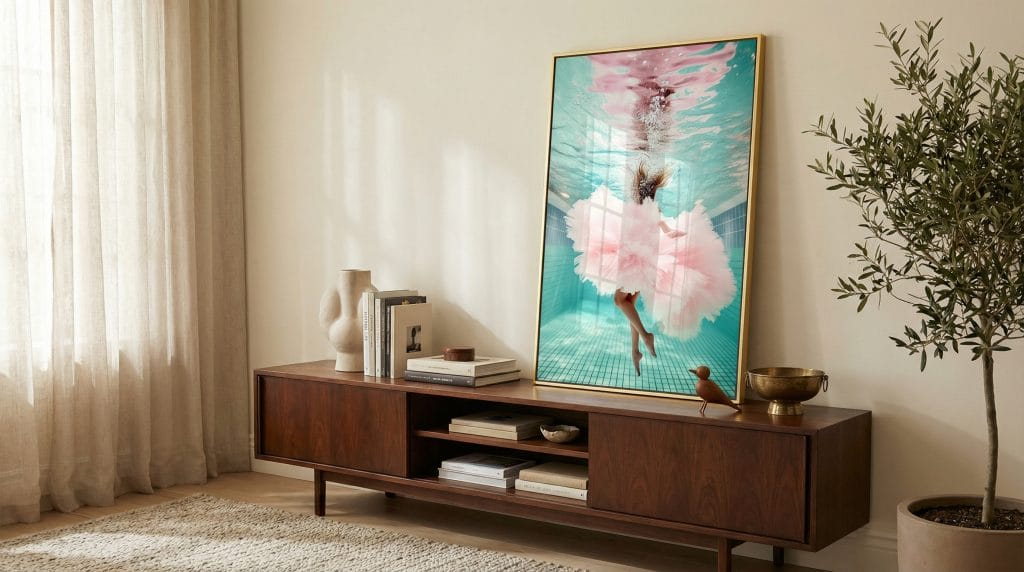 Oliver Gal art pieces in a contemporary living room