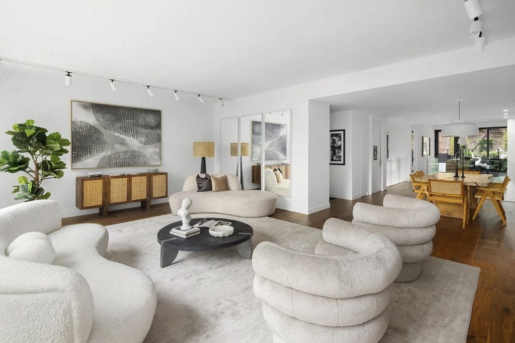 Assembled, but not tacky matching - decor in a living room by Decorilla designer, Leanna S.