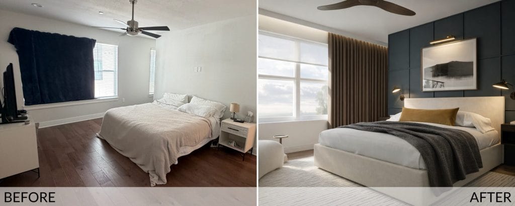 Before and after master retreat design by Decorilla