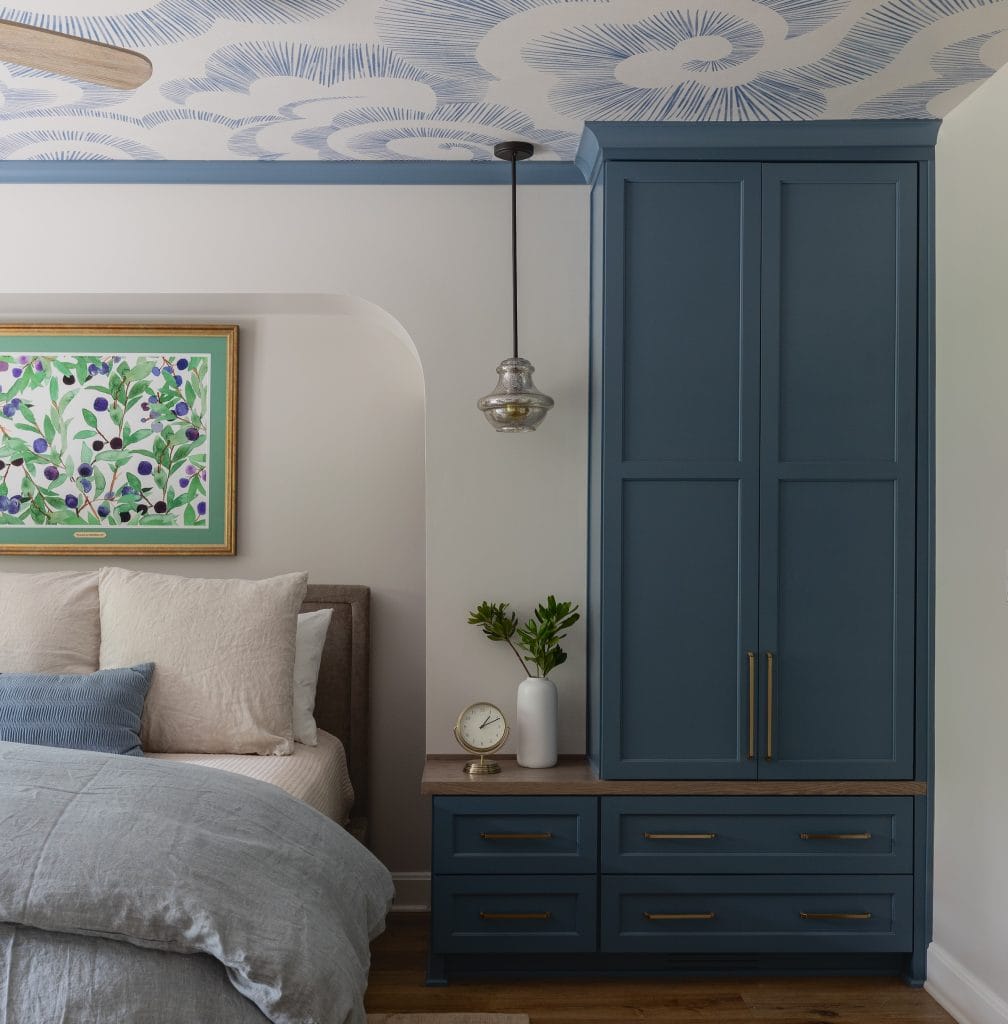 Custom interior design of a bedroom by Decorilla designer, Katrina M.