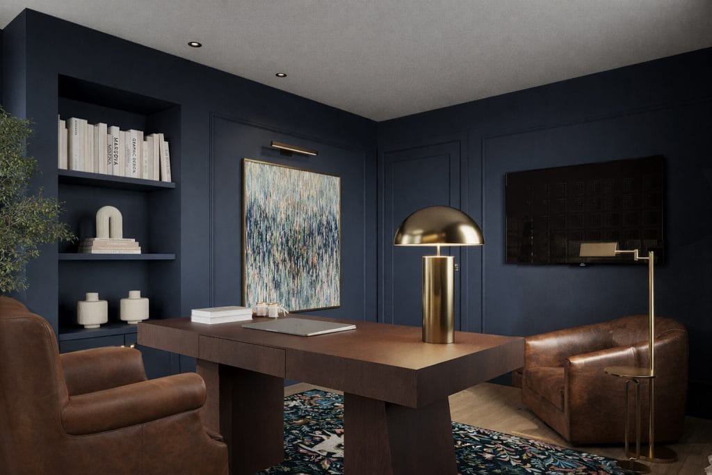 Moody home office by Decorilla