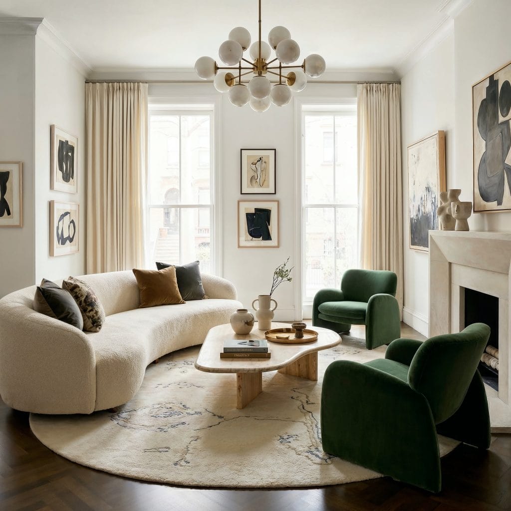 Natural materials adding to the flair of the living room by Decorilla