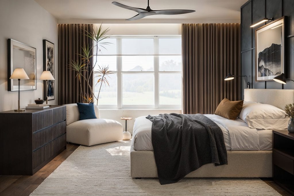Tranquil master bedroom by Decorilla