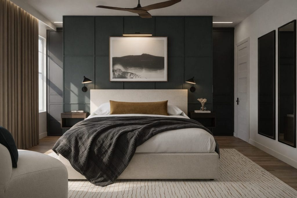 Tranquil master bedroom retreat by Decorilla