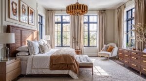Elegant primary suite design by Decorilla
