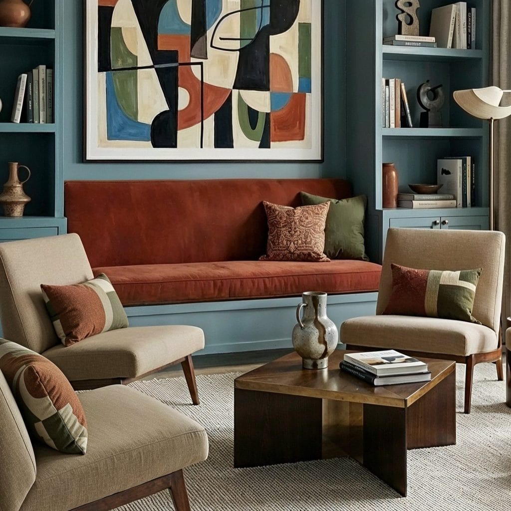 Blue living room by Decorilla