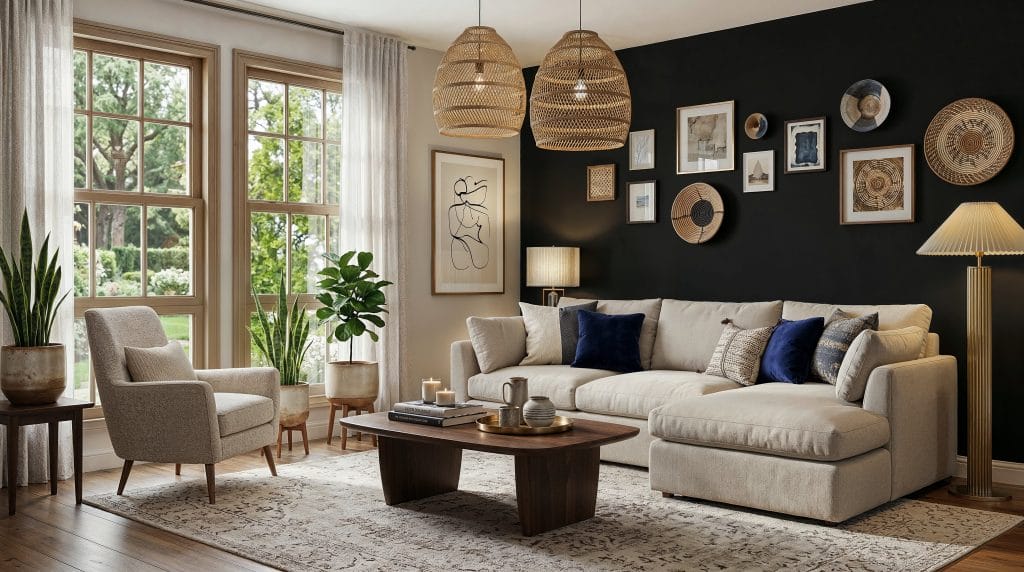 Mixed media gallery wall ideas by Decorilla