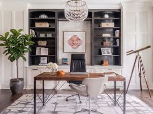 Modern home office background by Decorilla