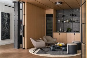 Modern in-home bar by Decorilla designer, Teresa W.