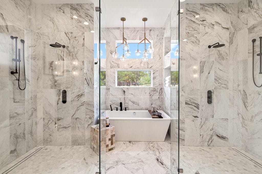 2027 bathroom material trends in an interior by Decorilla designer, Candis G.