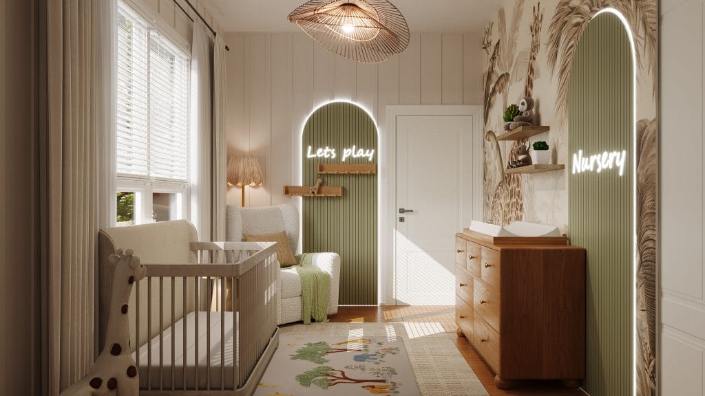 Jungle animal nursery room by Decorilla