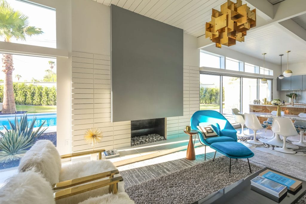Sculptural lighting trends 2027 in a living room by Decorilla designer, Michelle B.