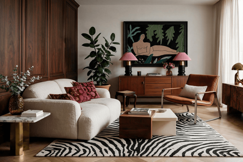 Eclectic living room by Decorilla featuring 2027 interior design trends