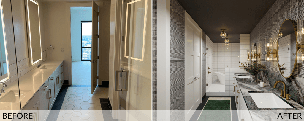 Bathroom before and after design by Decorilla
