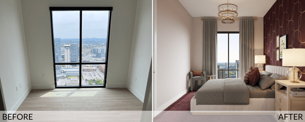Bedroom before and after design by Decorilla