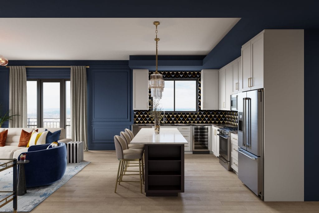 Expressive backsplash in a Gatsby style kitchen by Decorilla