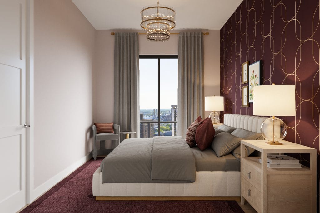 Great Gatsby home decor in a bedroom by Decorilla