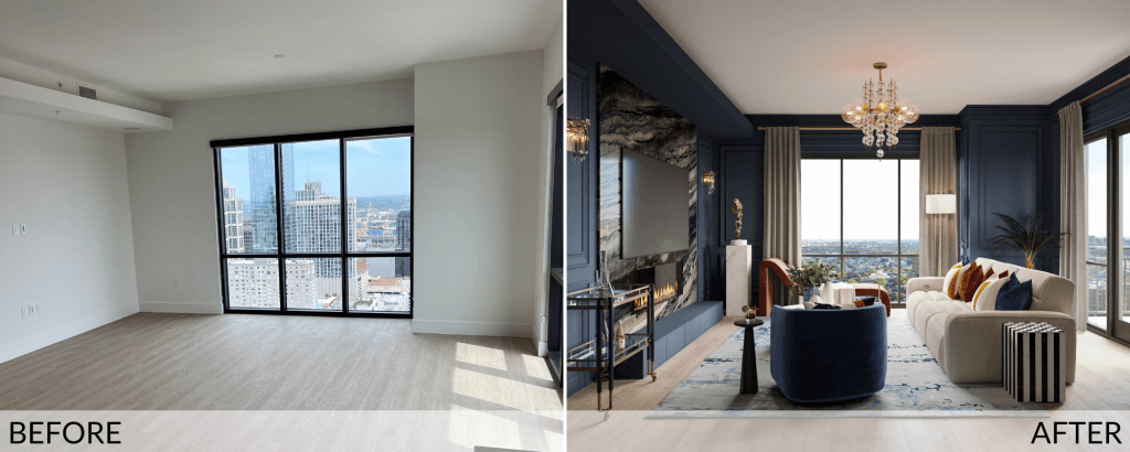 Living room before and after design by Decorilla